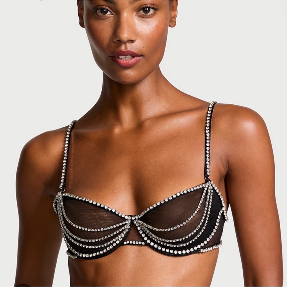 Victoria's Secret Atelier Wicked Unlined Tulle Crystal Balconette Bra